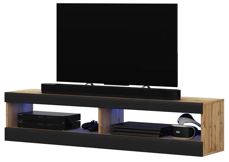 Dulap TV Violett 100 (cu iluminat) (stejar lancaster + negru). 1098640