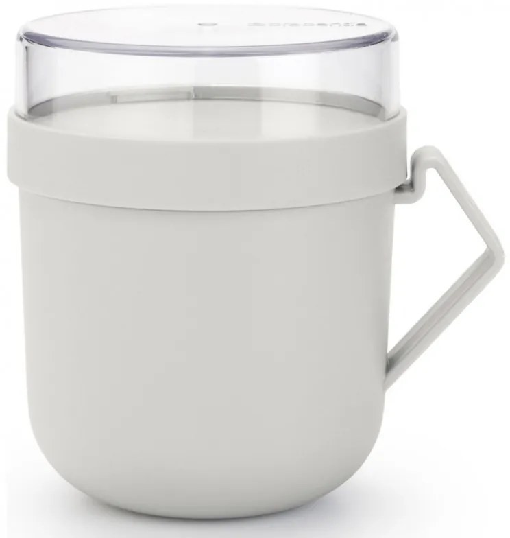 Ceasca pentru supa cu capac Brabantia Make&Take 1006295, 600+180 ml, Capac cu infiletare, Fara BPA, Gri
