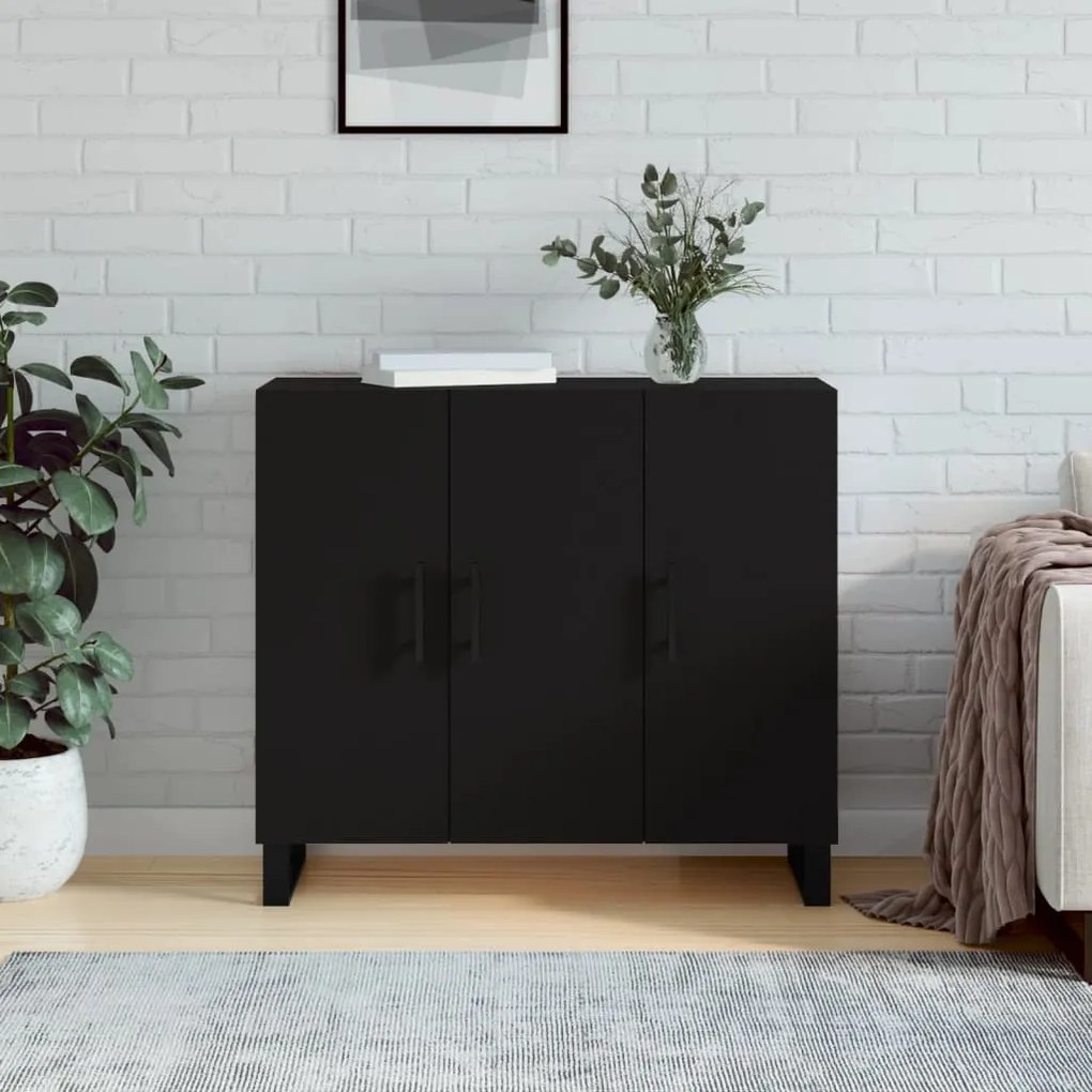 828133 vidaXL Servantă, negru, 90x34x80 cm, lemn compozit