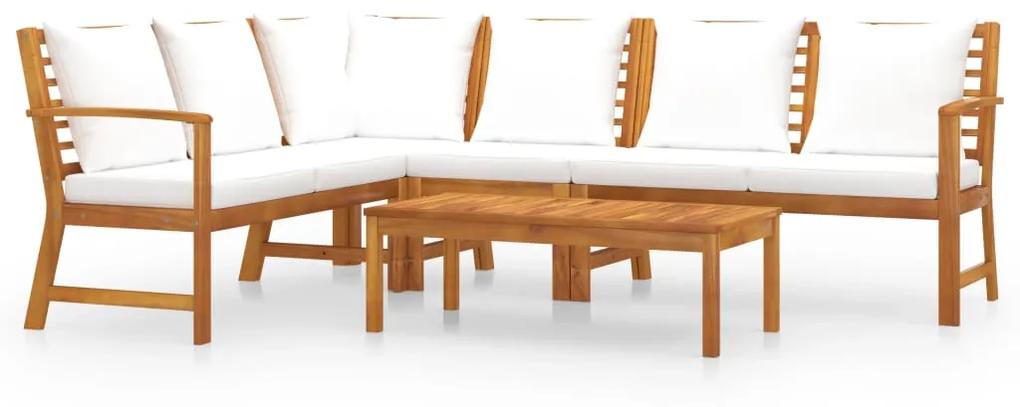 3057773 vidaXL Set mobilier de grădină cu perne crem, 5 piese, lemn de acacia