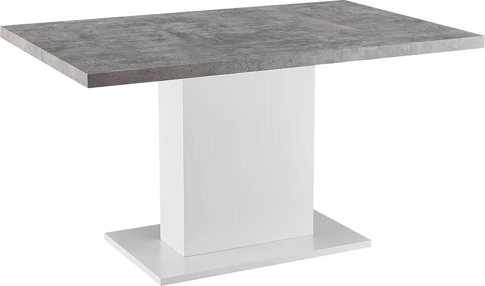 Masă dining, beton/alb extra lucios HG, 138, KAZMA