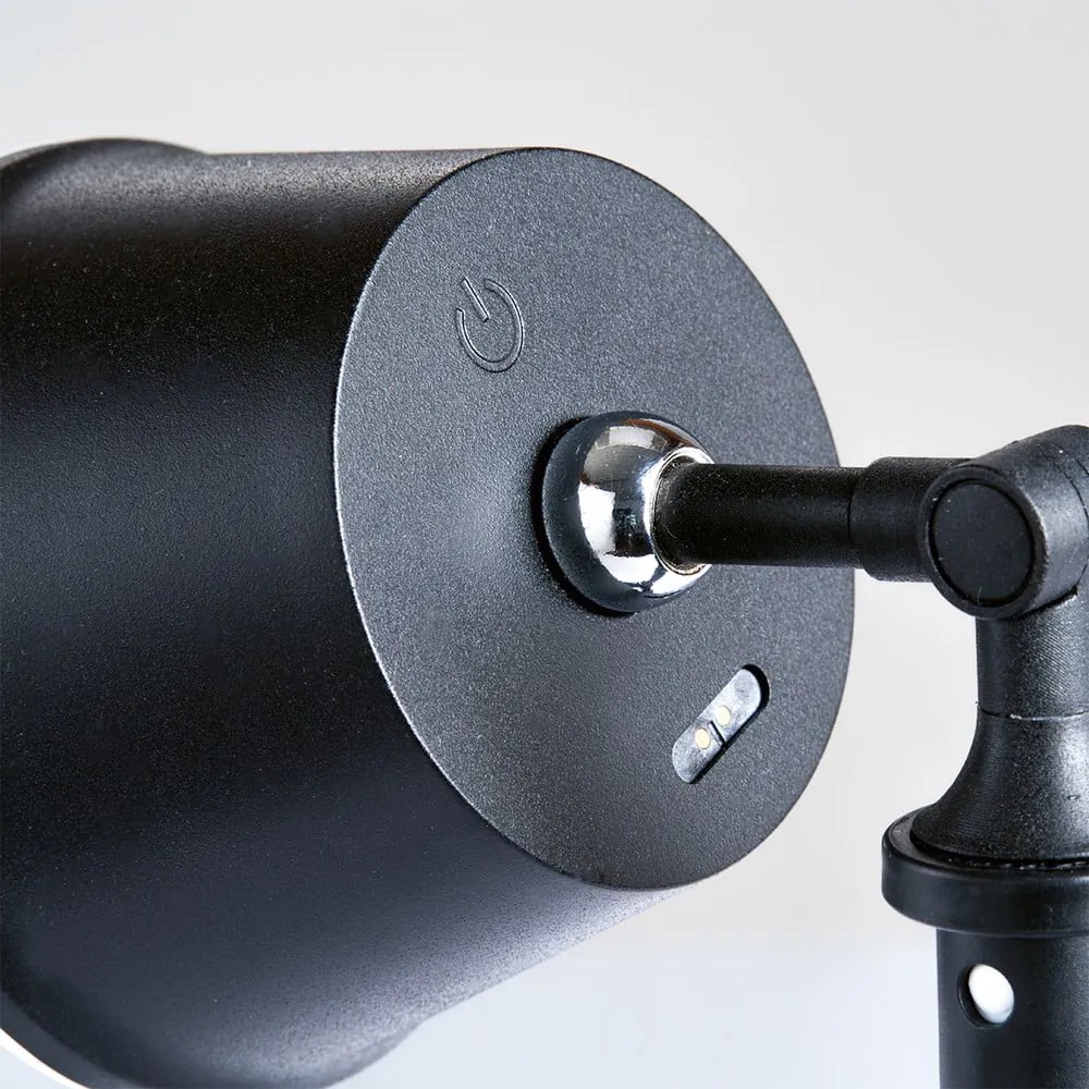 Veioză neagră LED cu abajur din metal (înălțime 34 cm) Voet – Fischer &amp; Honsel