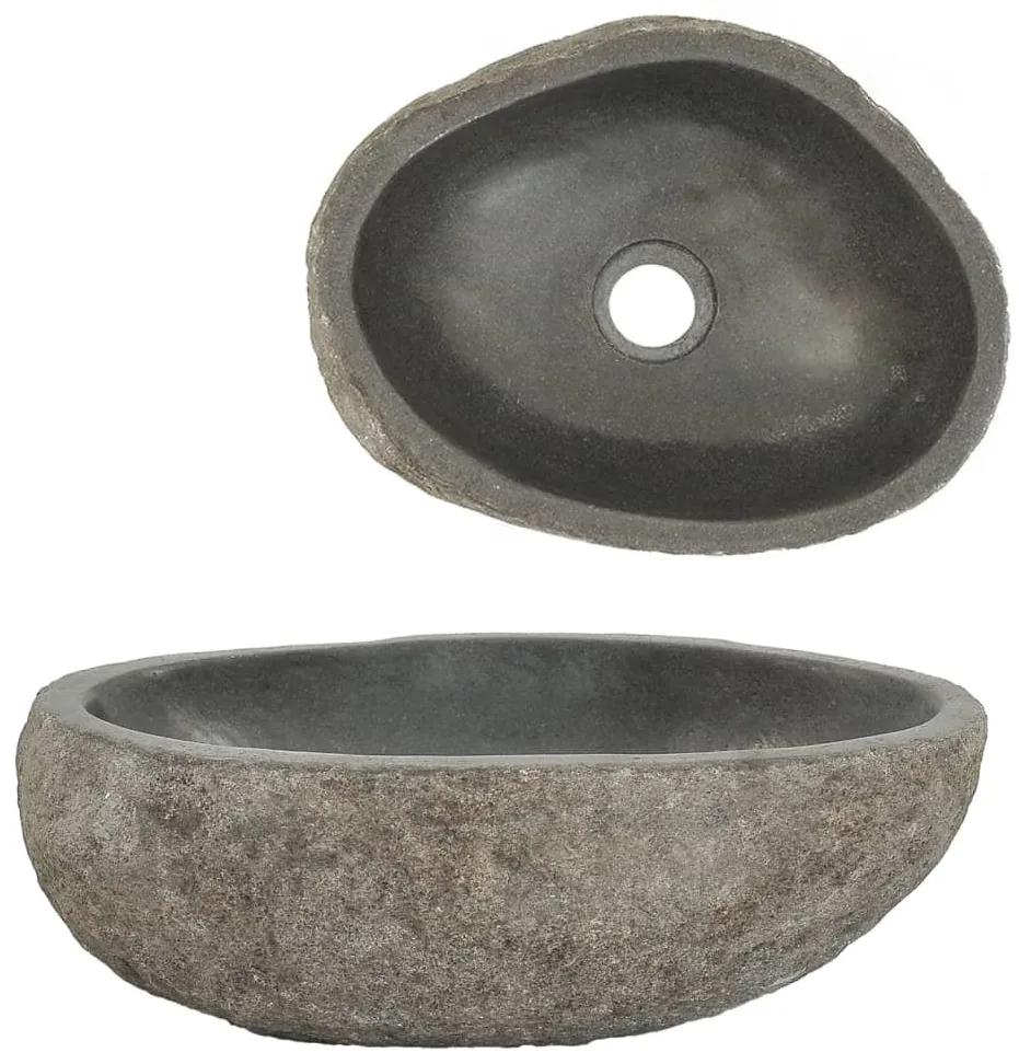 242666 vidaXL Chiuvetă ovală din piatră de râu, 30-35 cm