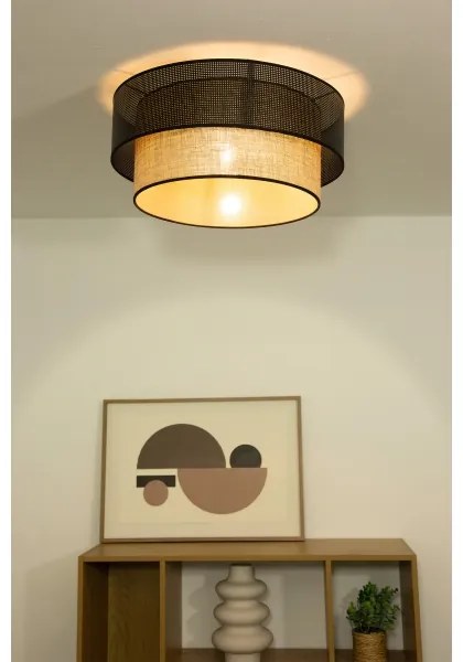 Plafonieră BORHO 1xE27/60W/230V Ø 50 cm negru/jută