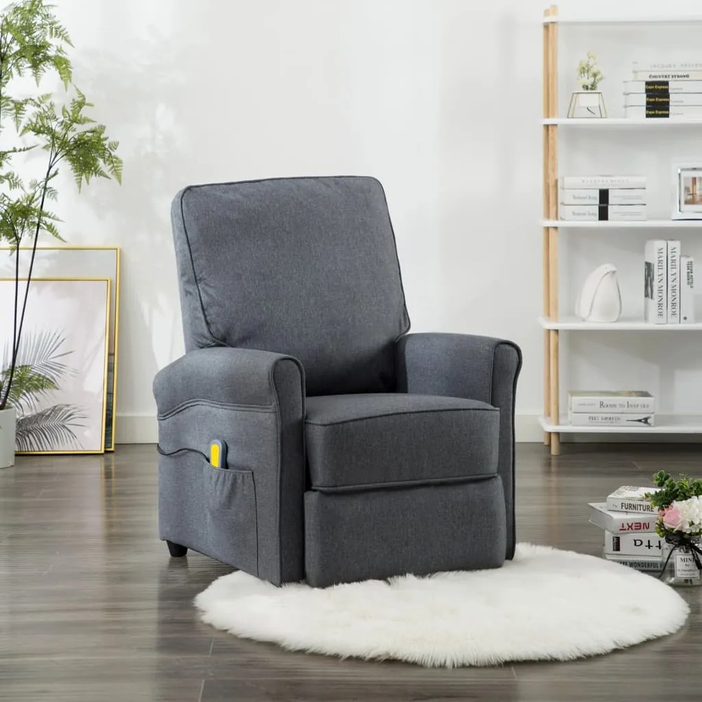 248671 vidaXL Fotoliu de masaj, gri închis, material textil