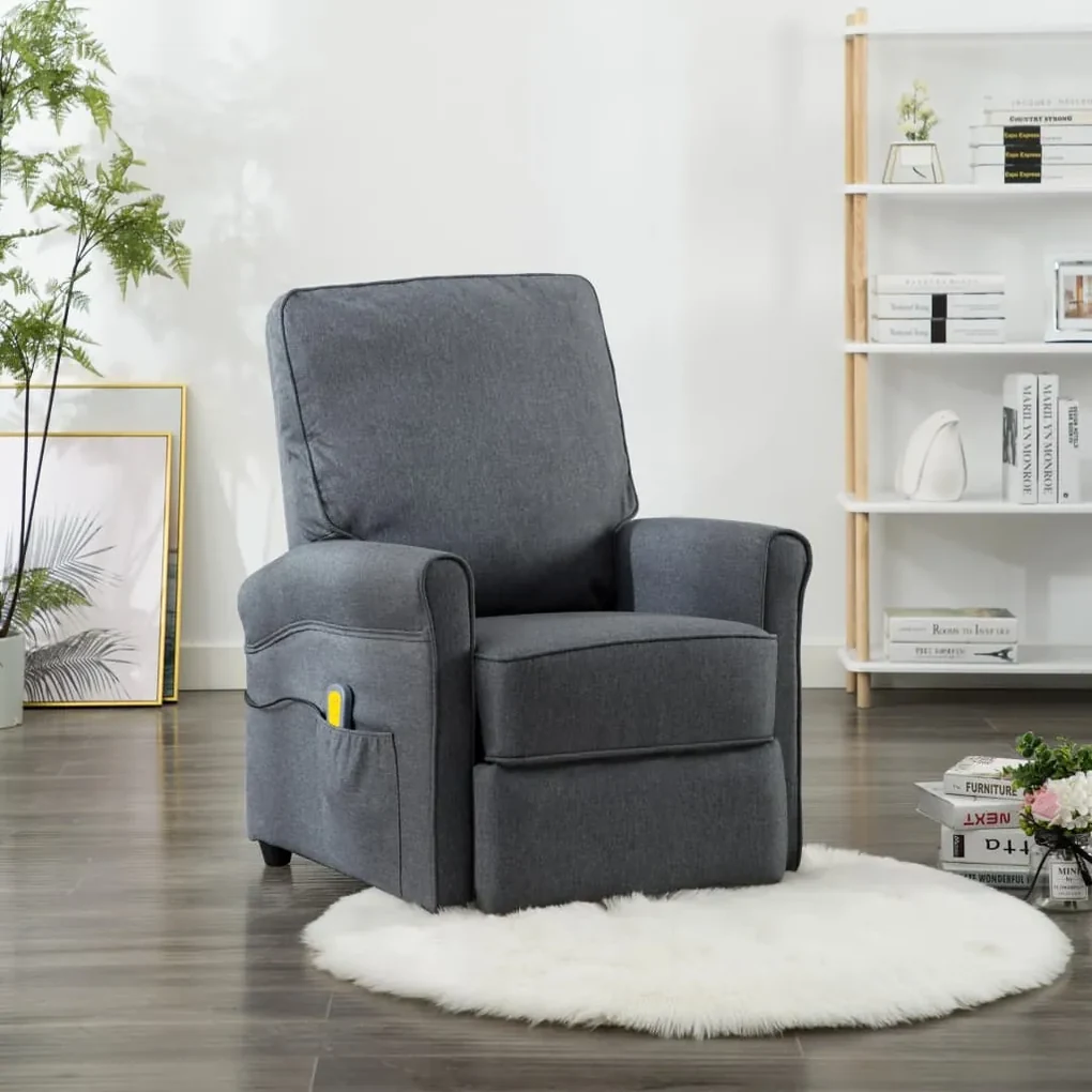 248671 vidaXL Fotoliu de masaj, gri închis, material textil