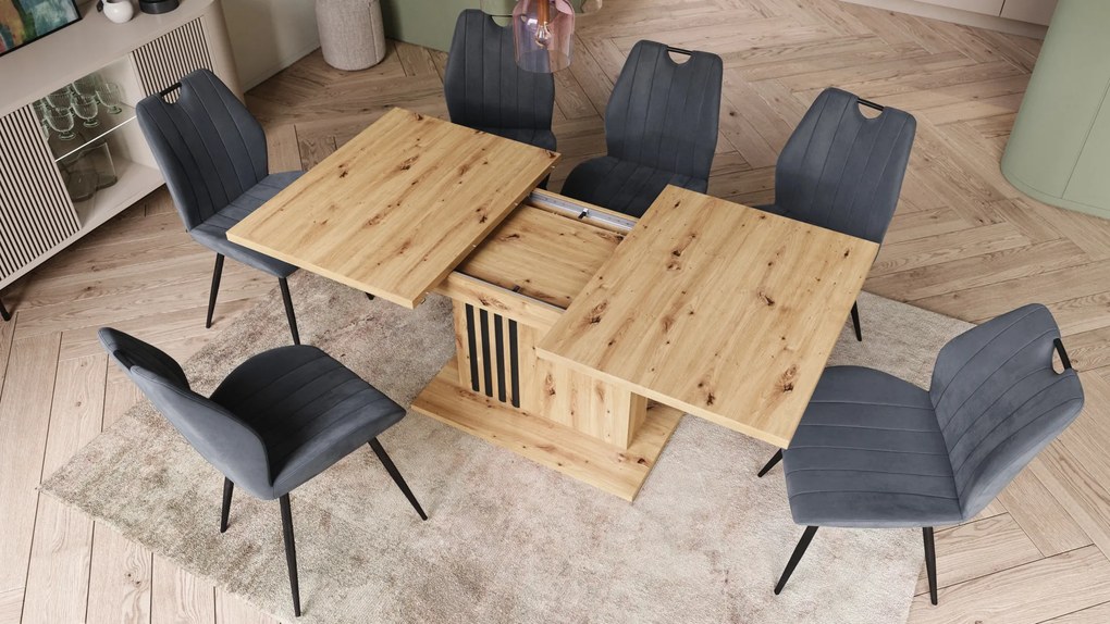 Mazzoni LEONEL Stejar Artisan - MASĂ PLIABILĂ MODERNĂ PÂNĂ LA 180 cm!