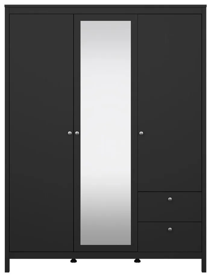 Șifonier negru cu oglindă 150x199x58 cm Madrid – Tvilum