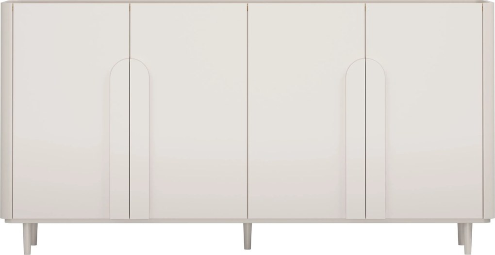 Comodă cu patru uși pe picioare Amilio 200 cm - cashmir / stejar uleiat / mânere cashmir