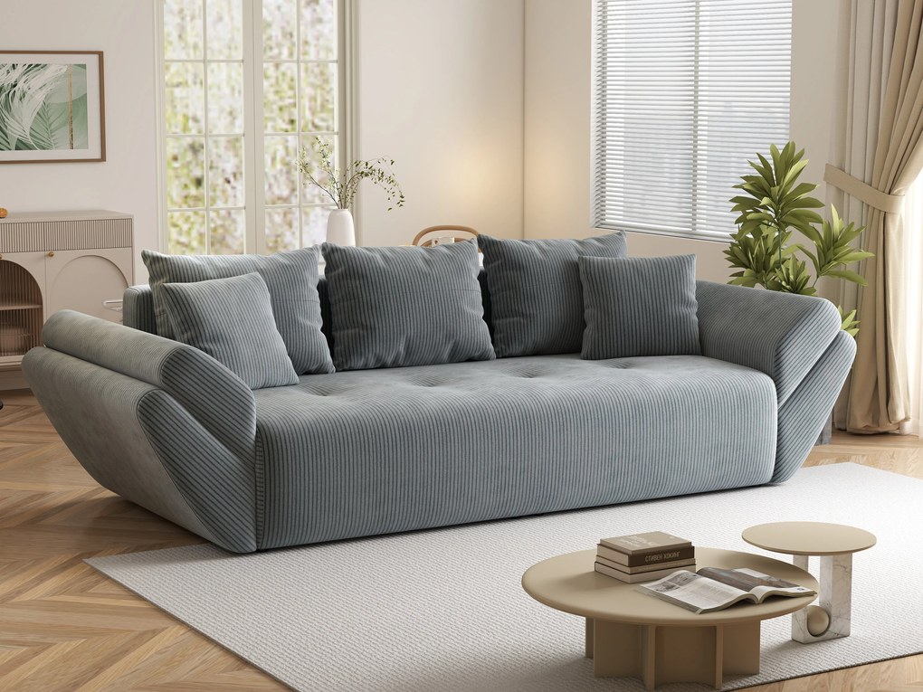 Canapea extensibilă dumonde cu ladă de depozitare si sezut confortabil din spuma high-density, Berlin Zoom Grey 250x100 cm