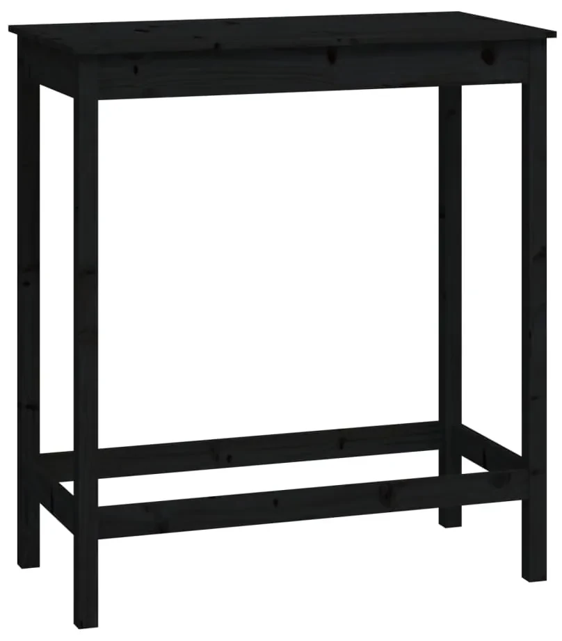 822156 vidaXL Masă de bar, negru, 100x50x110 cm, lemn masiv de pin
