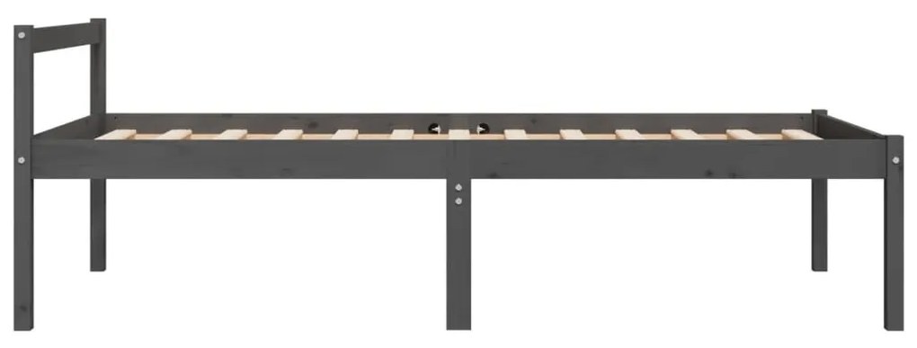 Cadru de pat Single 3FT, gri,90x190 cm, lemn masiv de pin Gri, 90 x 190 cm