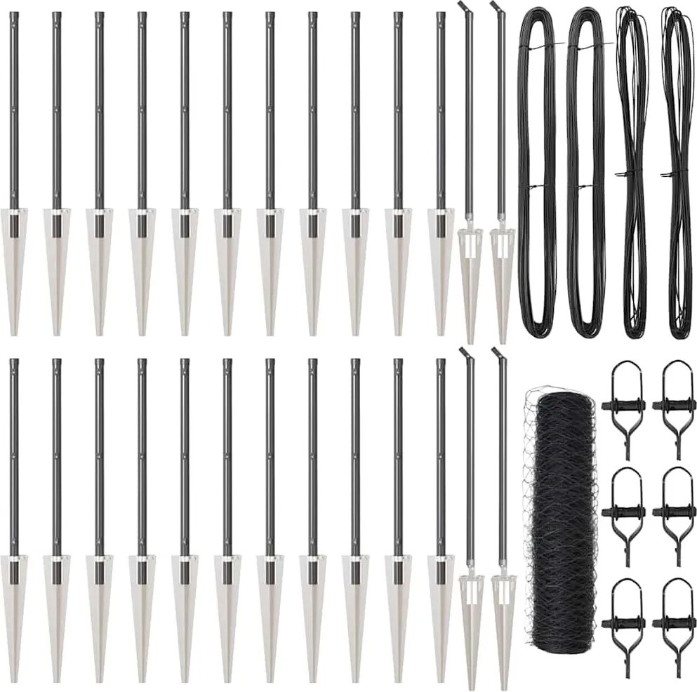 vidaXL Stâlp de gard. Gri 50 x 0,5 m (plasă de 36 mm) Oțel și PVC