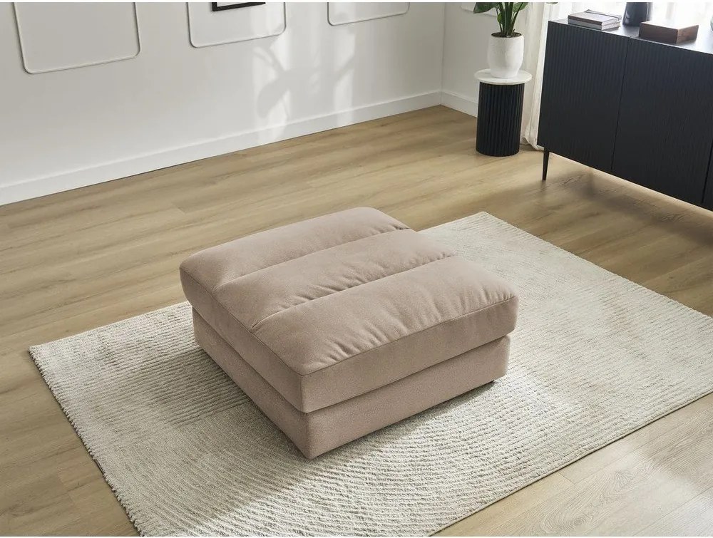 Taburet taupe cu tapițerie din catifea Sierra – Bobochic Paris