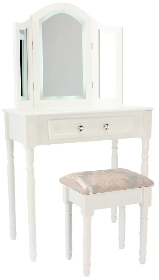 Măsuță de toaletă albă de lux cu iluminare practică cu LED