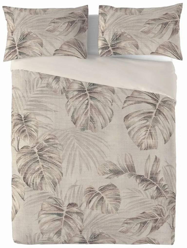 Lenjerie de pat din bumbac și in Monstera, 220 x 200 cm, 2x 70 x 80 cm