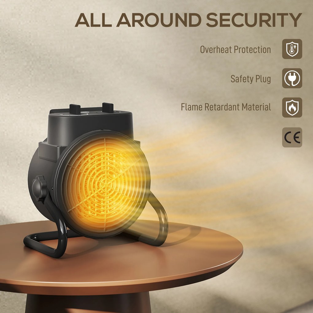 HOMCOM Încălzitor electric reglabil cu 3 moduri, 21.5x15.8x22 cm, Negru | Aosom Romania