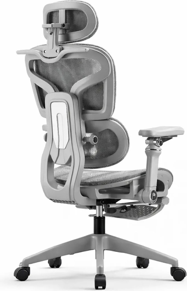 Scaun ergonomic, Sezut Translatie, cotiere 9D, tetiera 6D, suport lombar reglabil, spătar reglabil inaltime, pivotant, suport picioare, Gri