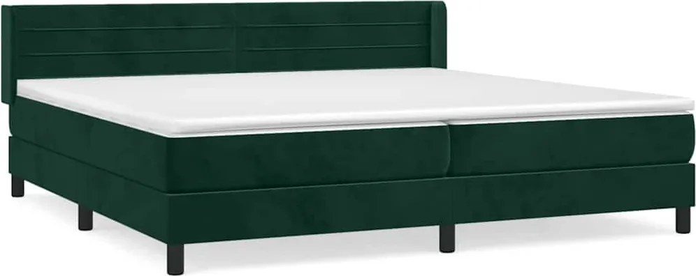 vidaXL Pat box spring cu saltea, verde închis, 200x200 cm, catifea