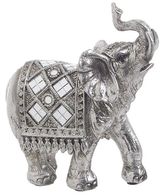 Elefant decor din rasina Antique Silver 12 cm x 13 cm