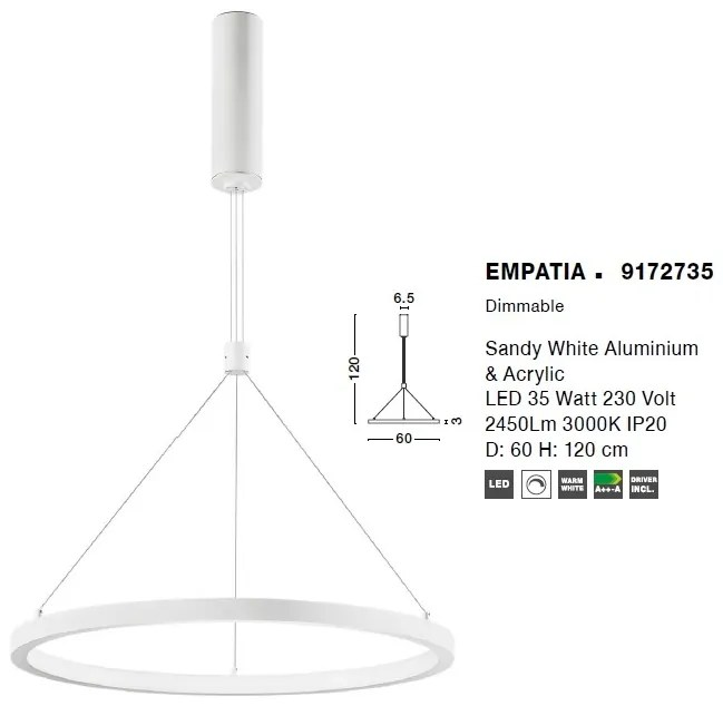 Lustra LED design modern circular EMPATIA I alb NVL-9172735