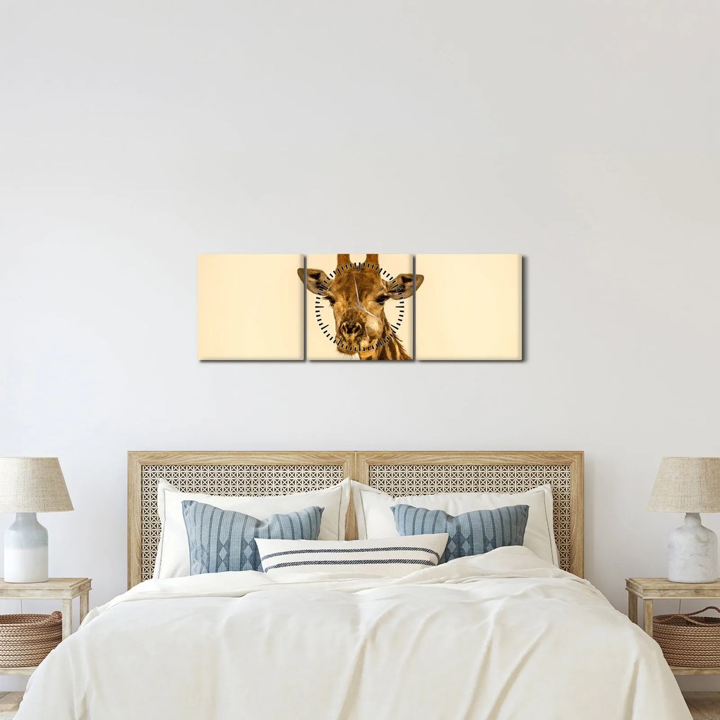 Tablou cu girafe (cu ceas) (90x30 cm)