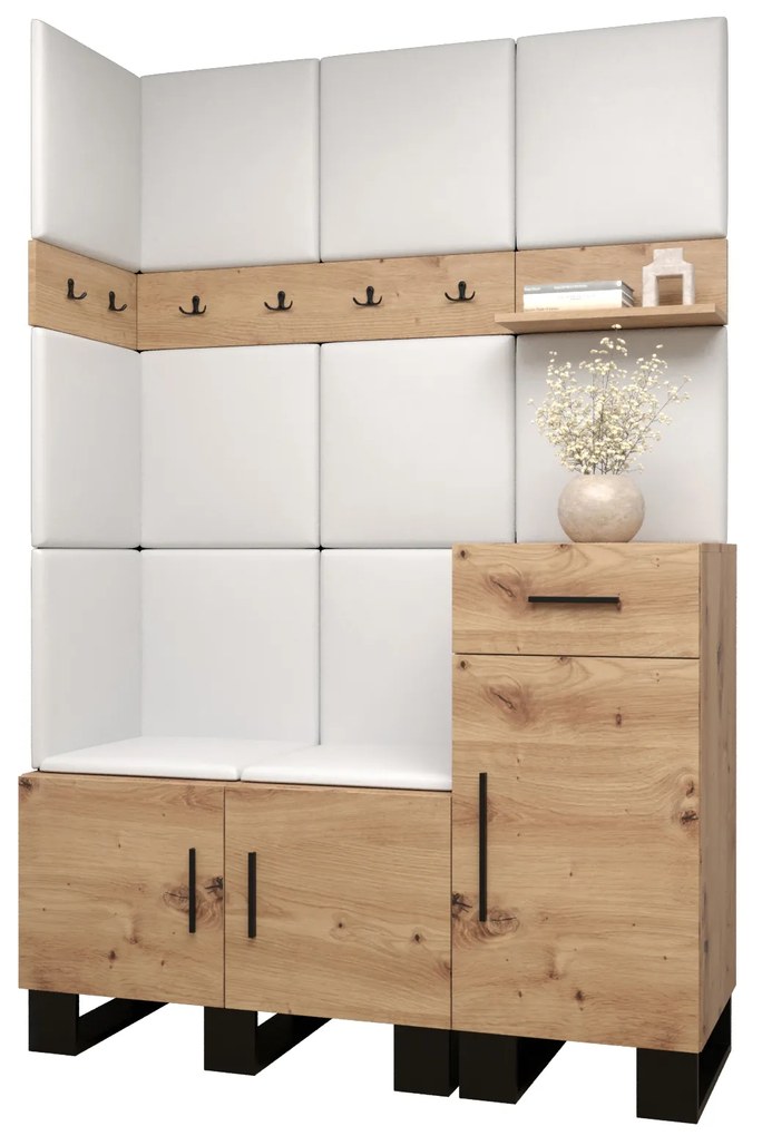 Set mobilier pentru hol Amanda 10 (Stejar artisan + Alb). 1085945