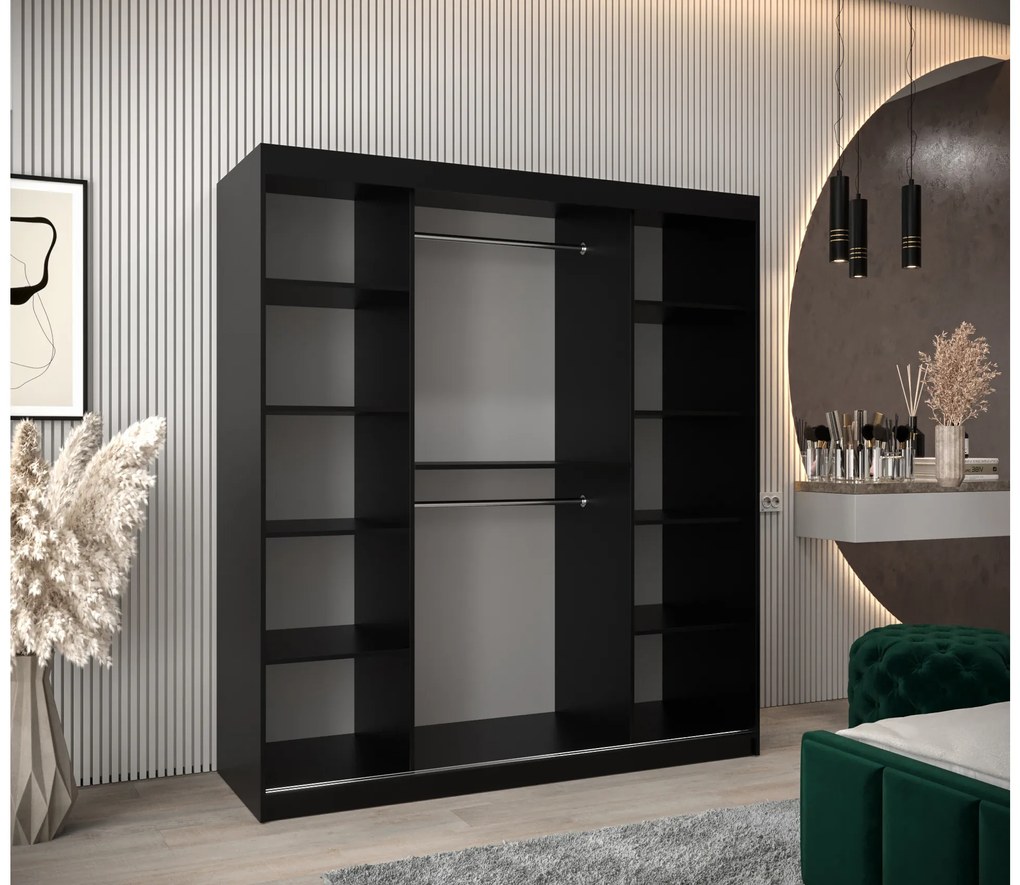 Dulap de haine 180 cm Toki 1 (negru mat + stejar sonoma). 1064922