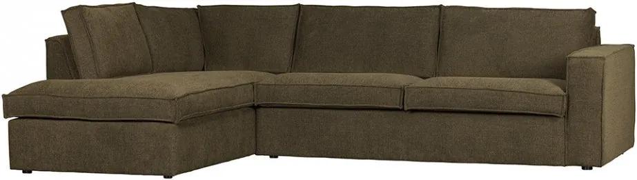 Canapea cu colt verde din poliester 283 cm Freddie Left Woood