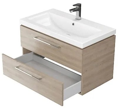 Cersanit S801-154-DSM - Dulap de baie suspendat cu lavoar LARA 80 cm nuc