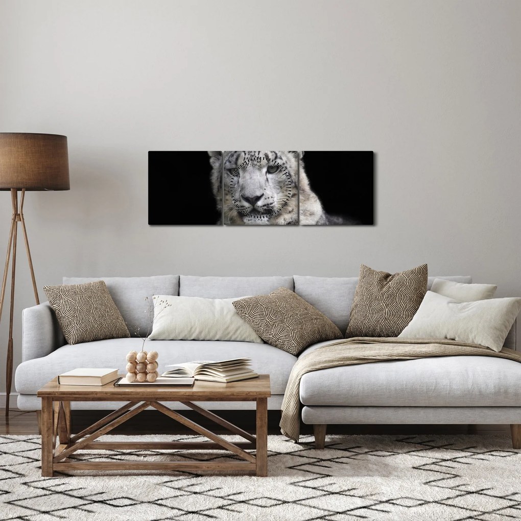 Tablou - Snow Leopard (cu ceas) (90x30 cm)