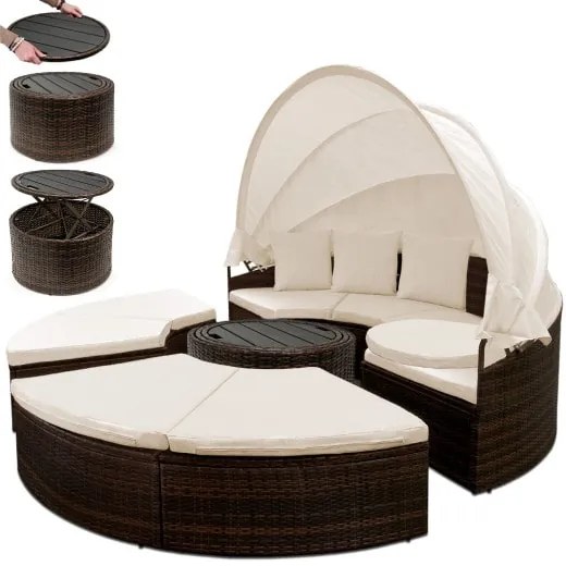 Deuba Pat de gradina ratan LAZY - maro 186 cm
