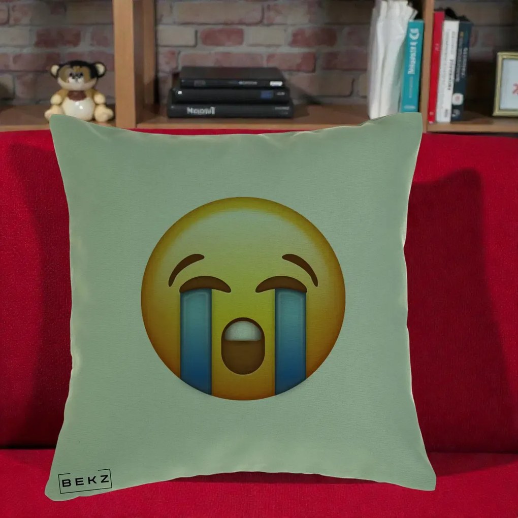 Perna Decorativa Emoji Plange, 40x40 cm, Verde, Husa Detasabila, Perna Inclusa, BEKZ®