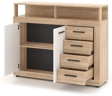 Comodă RUNA, stejar Sonoma/alb