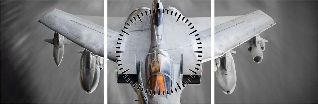 Tablou - Avion de vânătoare (cu ceas) (90x30 cm)