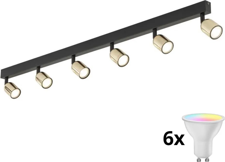 Spot LED RGBW dimabil TOP 6xGU10/6,5W/230V 2700-6500K negru/auriu