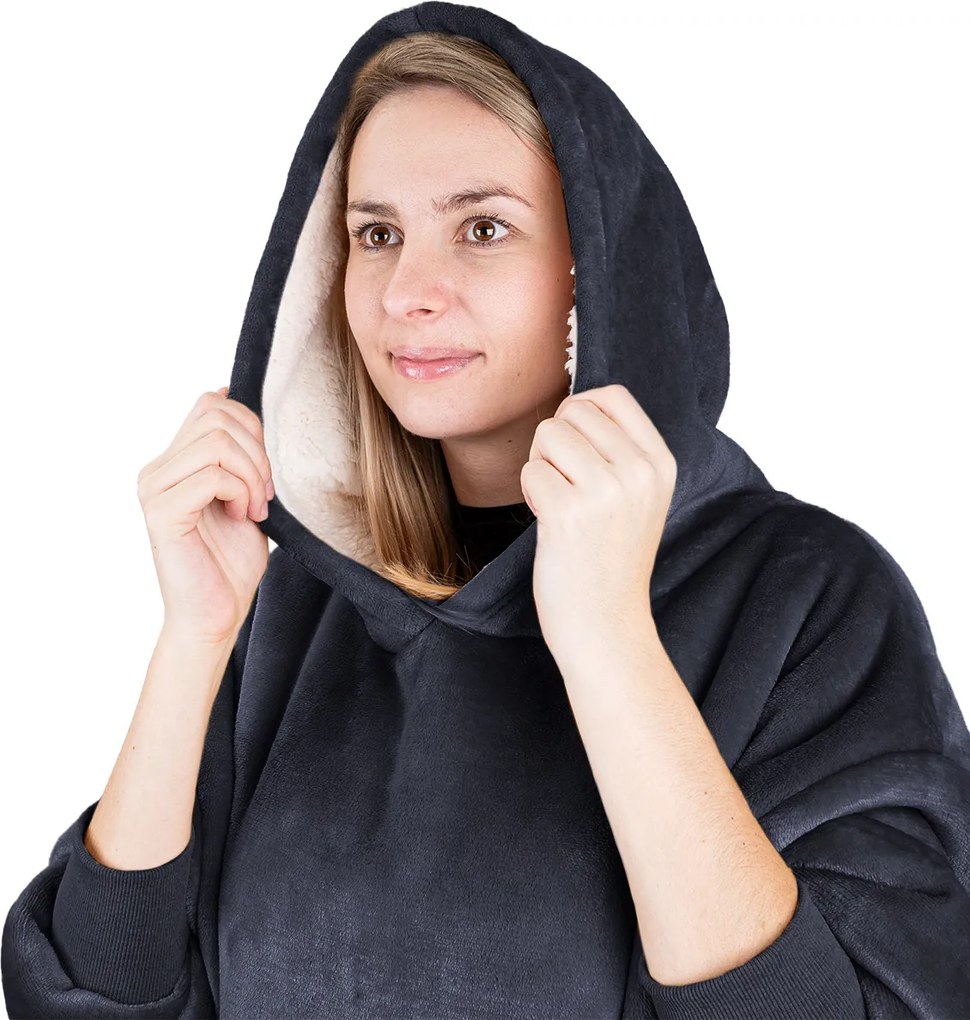 Hanorac din micropluș și imitație de blăniță 4Home Antracit, uni M – pentru femei