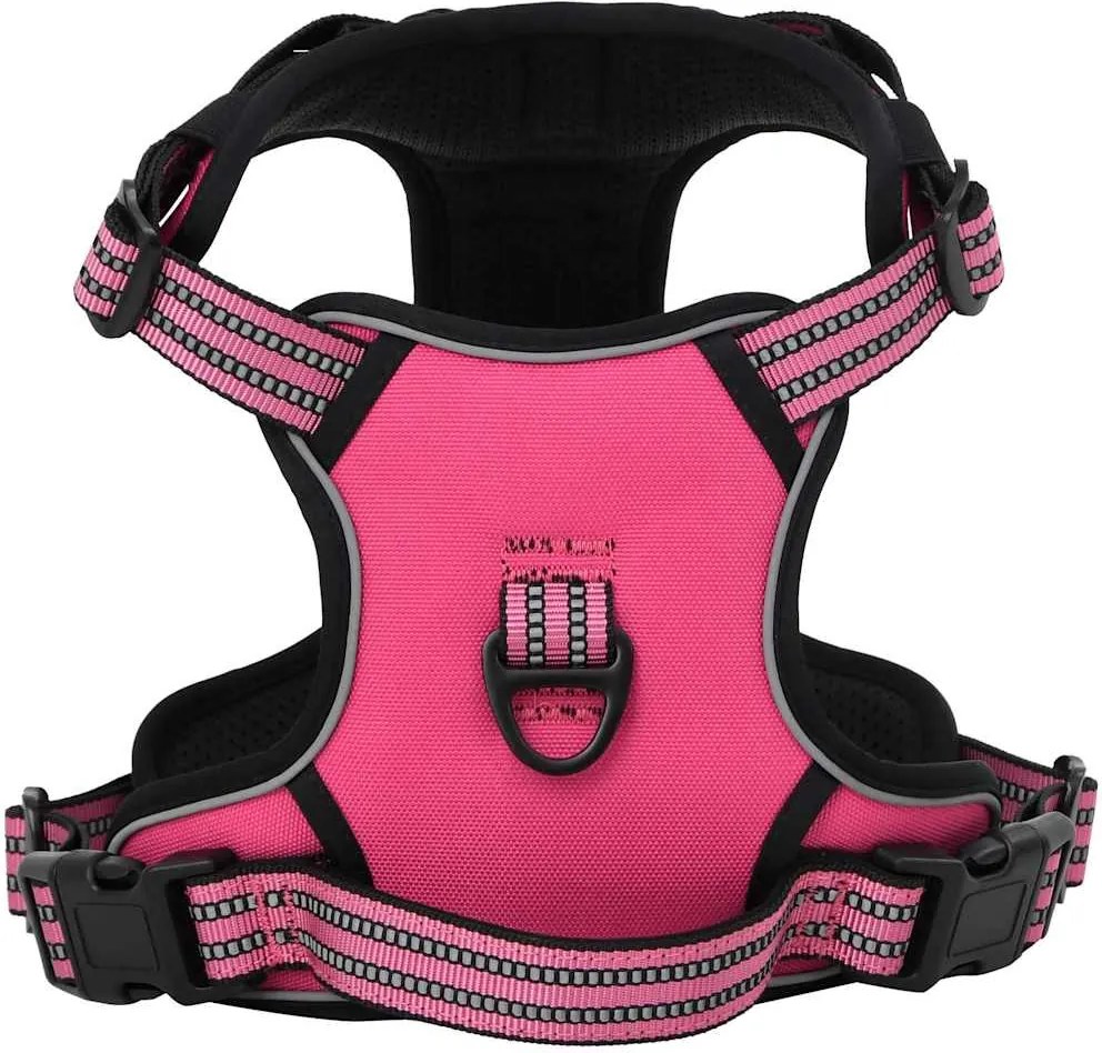 vidaXL Ham pentru câini cu dungi reflectorizante reglabil, roz, L