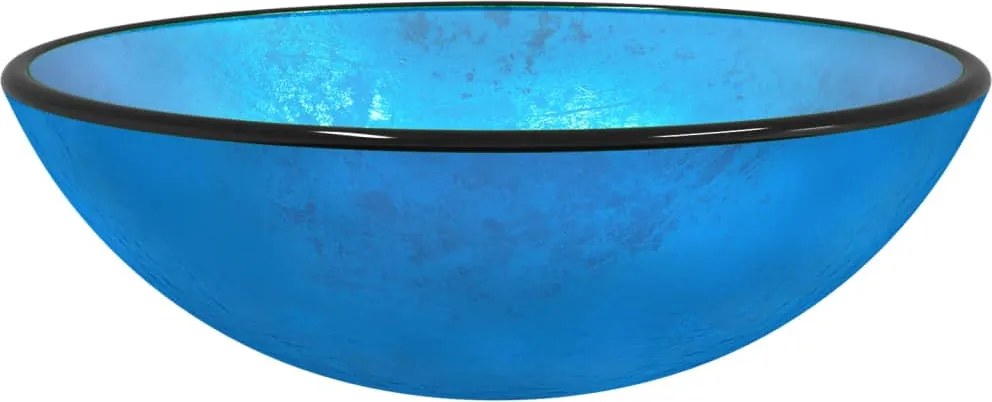 vidaXL Chiuvetă din sticlă securizată, albastru, 42x14 cm