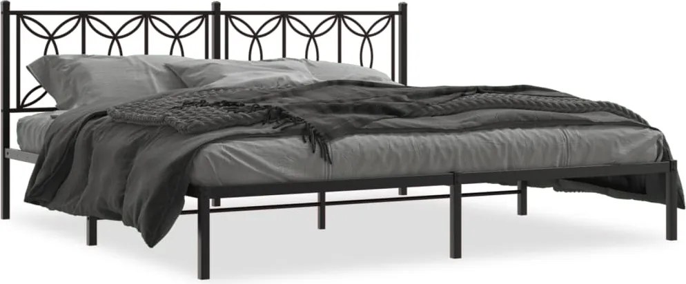 vidaXL Cadru de pat metalic cu tăblie, negru, 193x203 cm