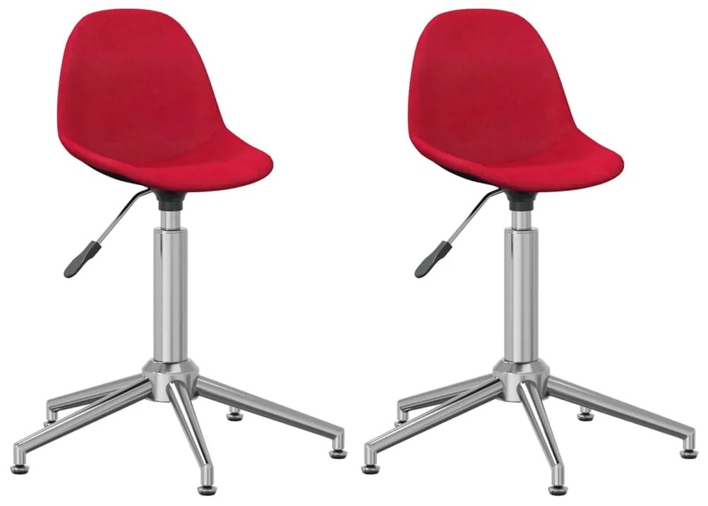 333447 vidaXL Scaune de bucătărie pivotante, 2 buc., roșu vin, textil