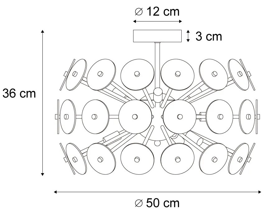 Plafonieră Art Deco neagră cu chihlimbar și fum - Atomic