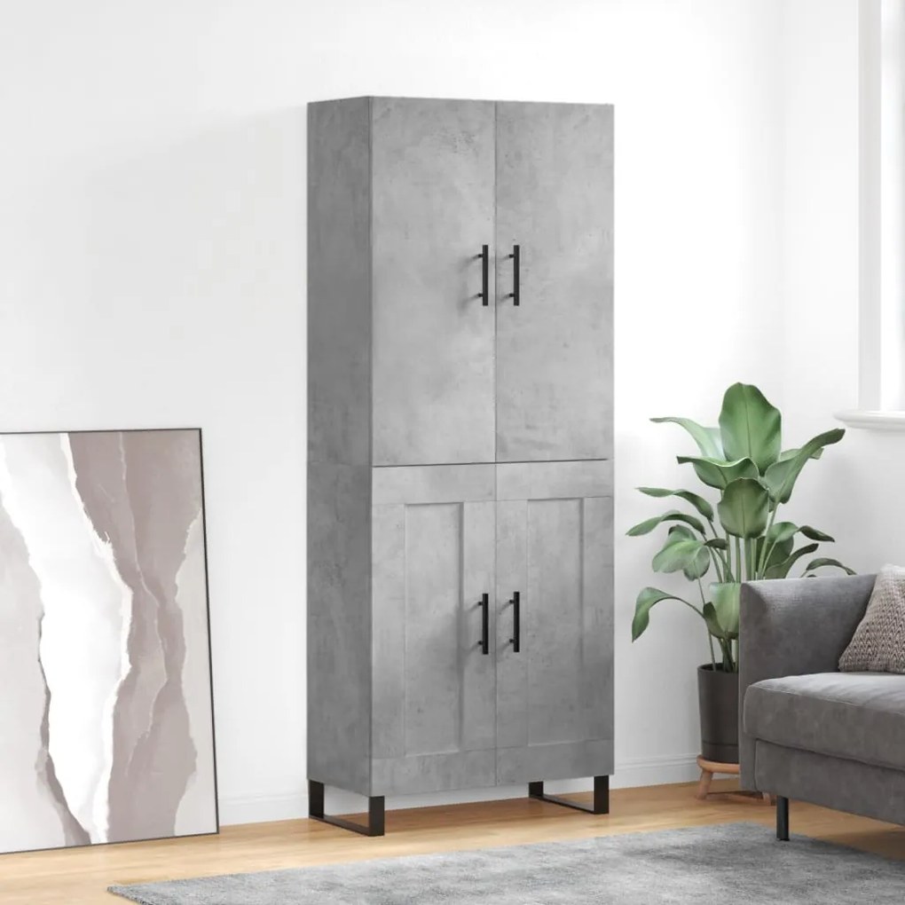 vidaXL Dulap înalt, gri beton, 69,5x34x180, lemn compozit