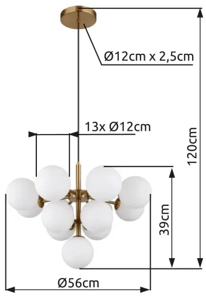 Lustră pe cablu Globo 56143-13GG GRAPPY 13xG9/5W/230V