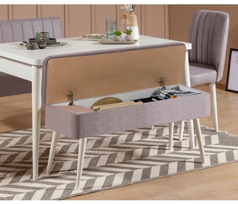 Set mobilier sufragerie Vlasta 2 (alb + gri) (pentru 6 persoane). 1073085