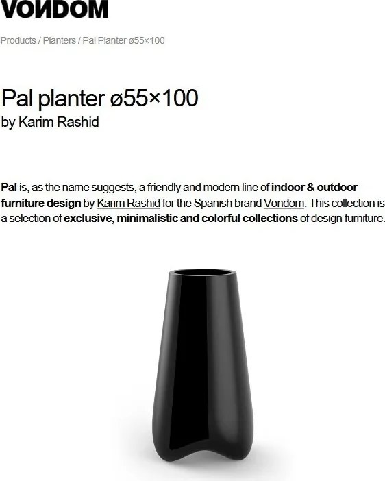 Ghiveci plante, flori design decorativ modern pentru amenajari interioare si exterioare, VLEK PLANTER 51014R Vondom