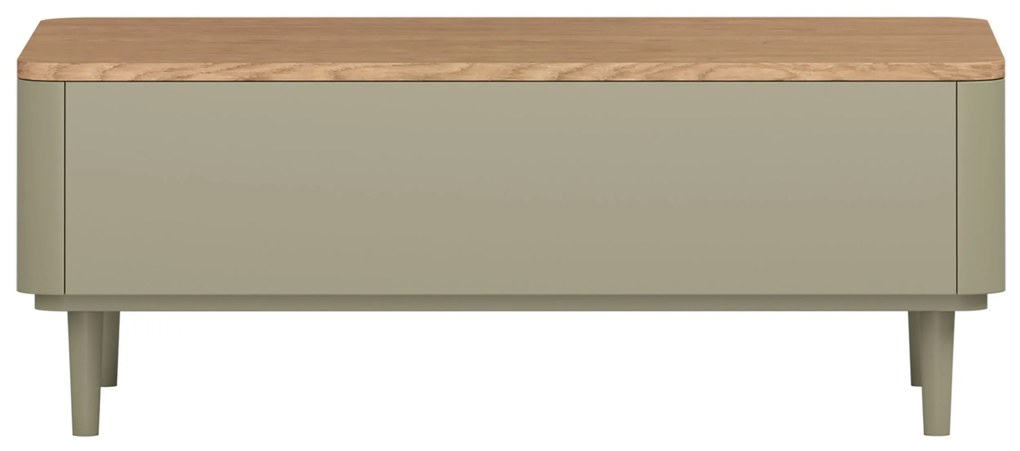 Măsuță de cafea cu sertare Elivo 100 cm pe picioare - eucalipt / stejar baltic dune