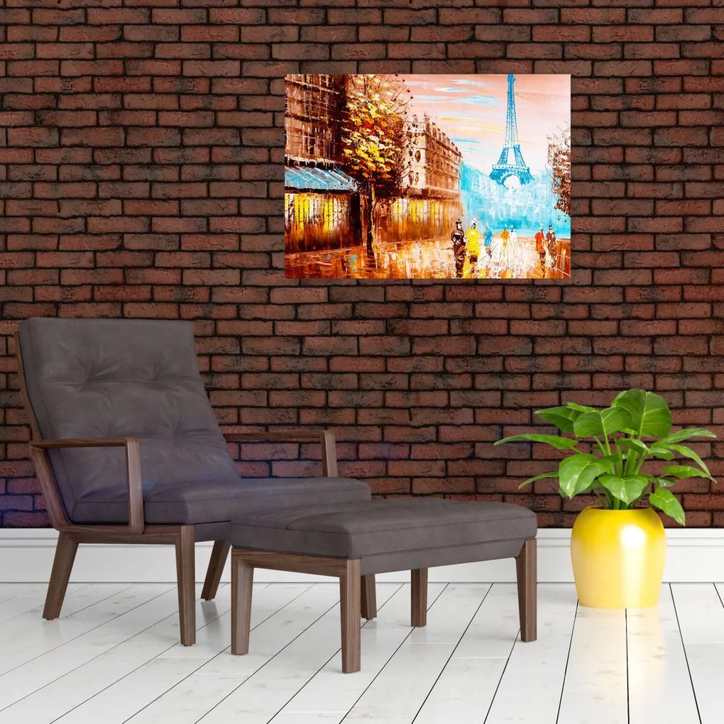 Tablou pe sticlă - Vremea ploioasă și Turnul Eiffel (70x50 cm)