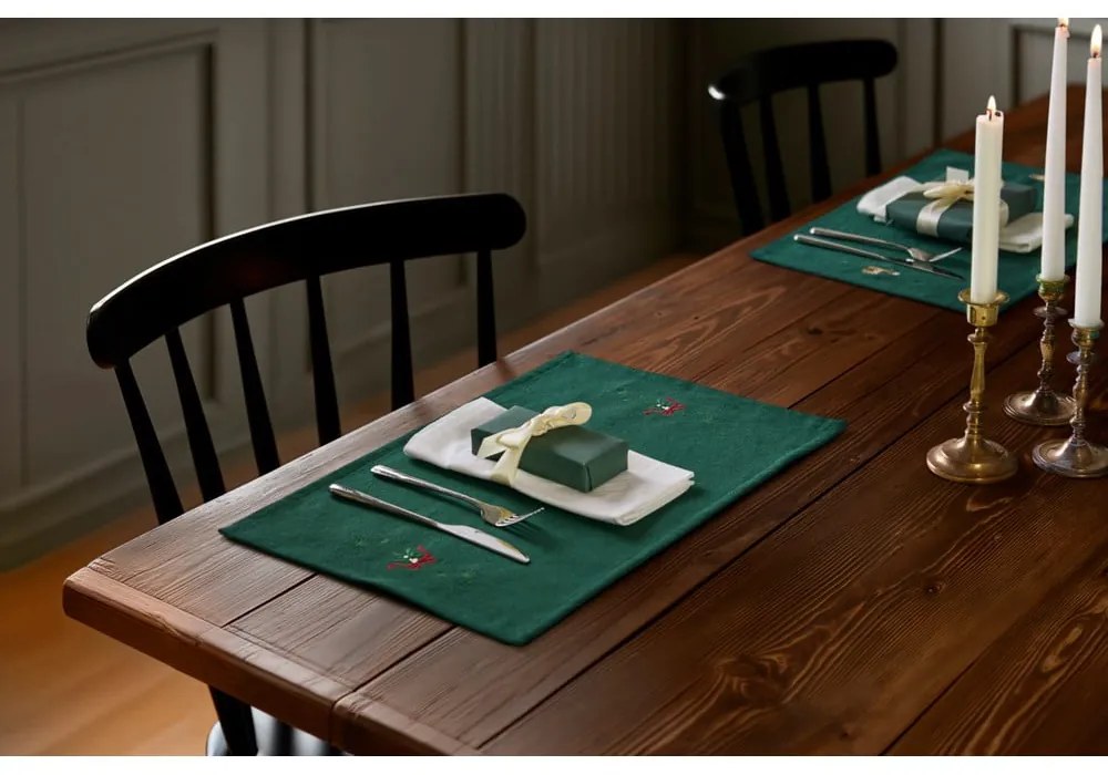 Suport pentru farfurii din amestec de bumbac 30x43 cm cu model de Crăciun Christmas Fable – JUNA