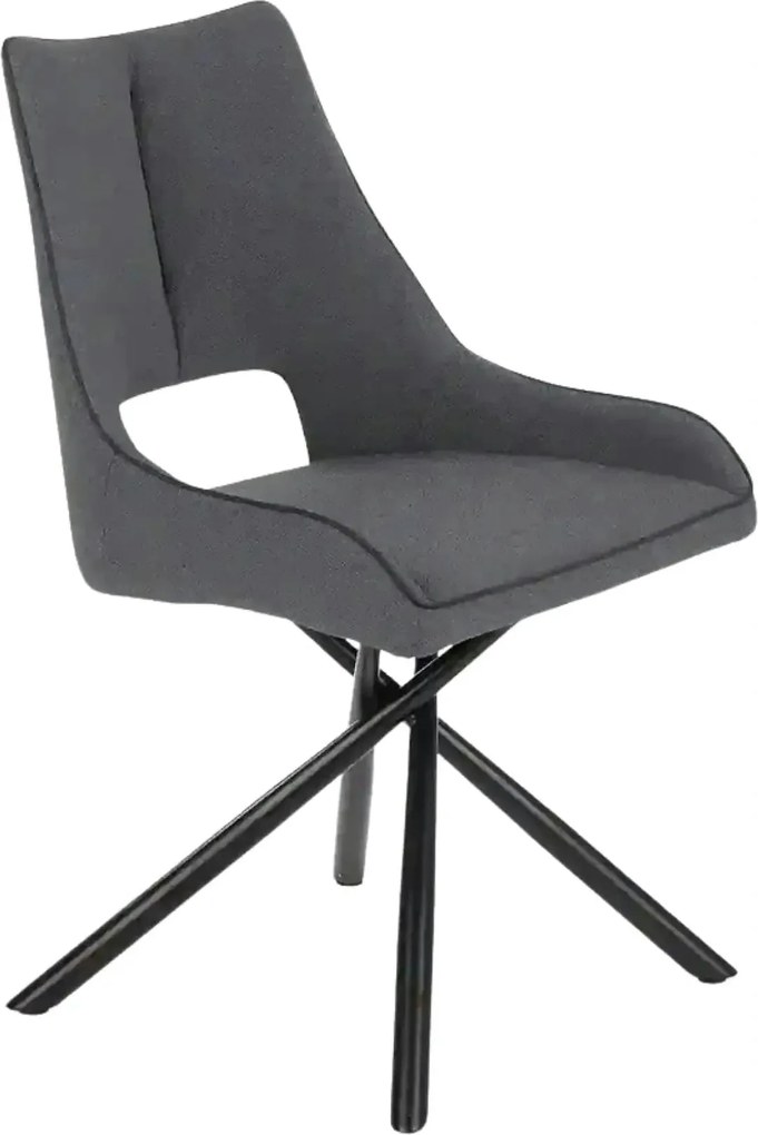 Scaun tapitat K409, gri inchis/negru, stofa clasica/metal, 49x52x84 cm